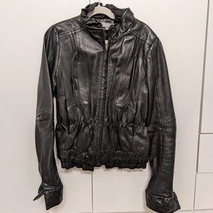 Mm Couture Ruffled Leather Jacket